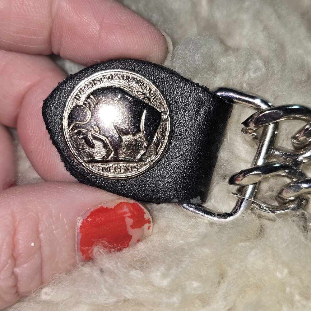Black and Silver Chain Buffalo Nickel Vest Expander  Accessory